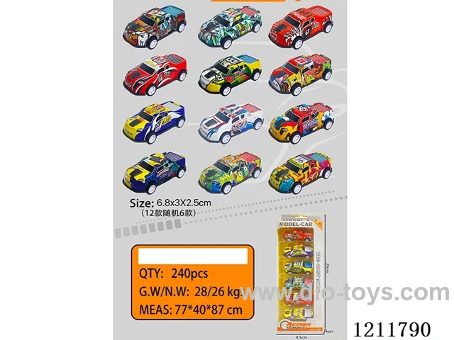 6.8CM 6PCS pull back car