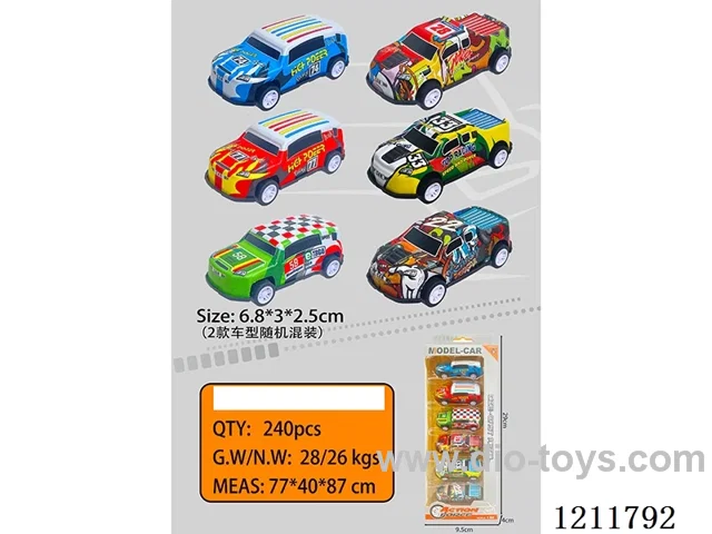 6.8CM 6PCS pull back car