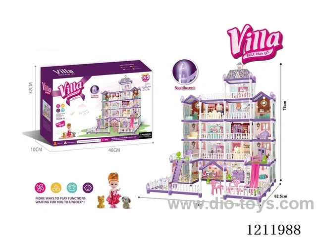 Luminous purple DIY assembled castle doll villa 395PCS with colorful lights