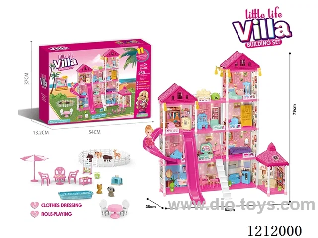 DIY assembling castle doll house 250PCS with light (injection molding type)