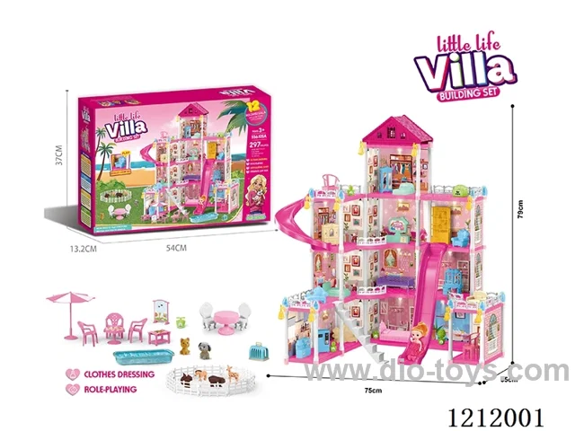 DIY assembling castle doll house 297PCS with light (injection molding model)