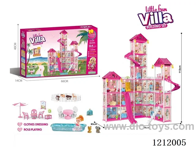 DIY assembling castle doll house 364PCS with light (injection molding type)