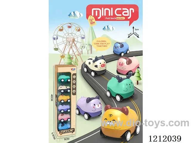 6PCS pull back cartoon animal car