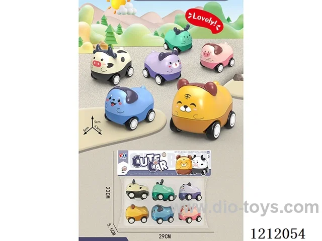 6PCS pull back cartoon animal car