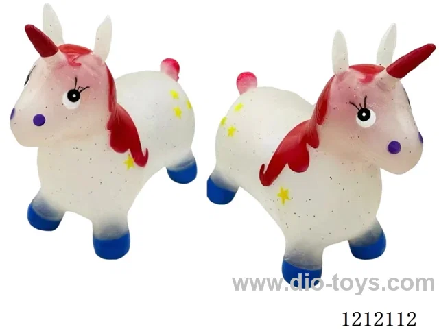 Flash music inflatable transparent gold unicorn (soft material) (including 3*1.5V battery)
