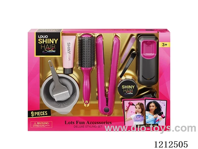Hairdressing set+lighting and sound (9PCS)(2*AAA not included)