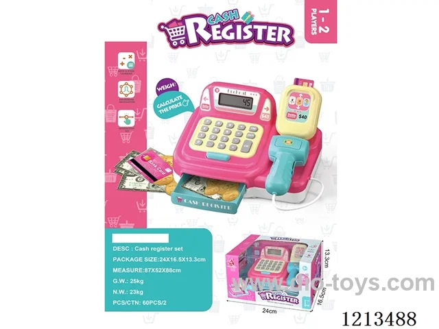 Play house-cash register with calculation function+card reader function not included 2*AA