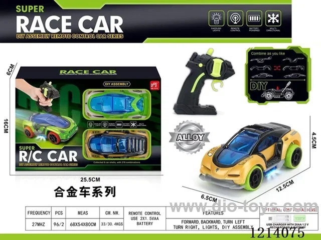 27MHZ Alloy DIY 4ch assemble RC car 1:32+ with a car shell, screwdriver not included battery