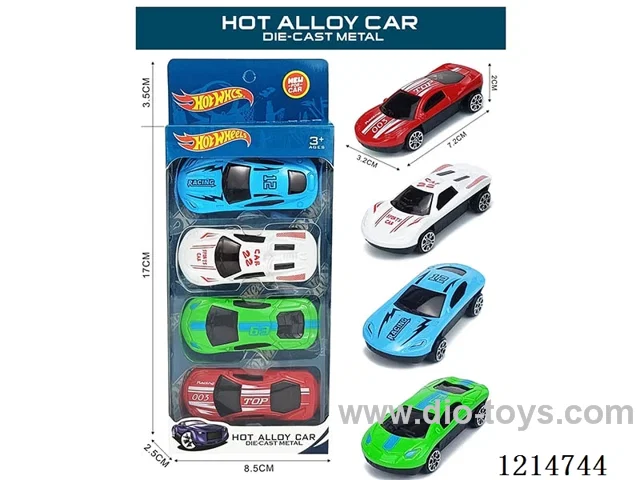 4PCS free wheel alloy car