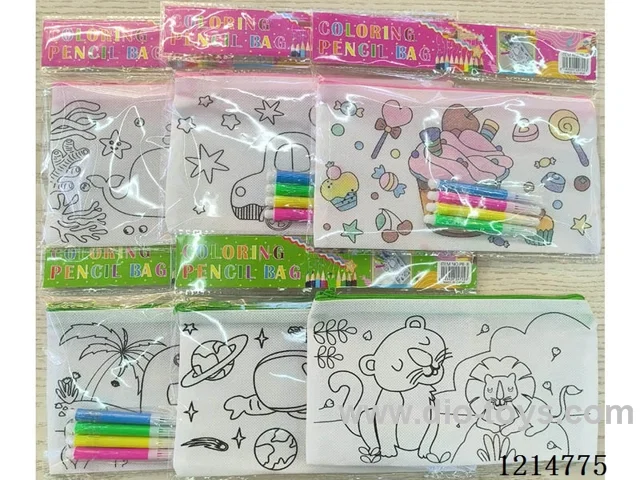Non-Woven Pencil Bag Doodle(1 bag + 4 pens)