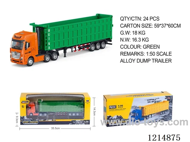 1:50 Static Model of Semi-alloy Dump Trailer (Green)