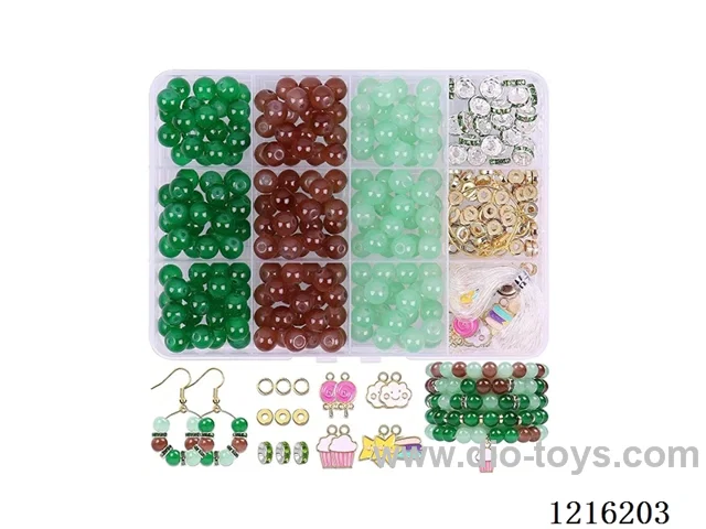 DIY Jewelry Set (8mm round beads + spacer beads + ear hooks + pendants + wire loops (12 compartments))
