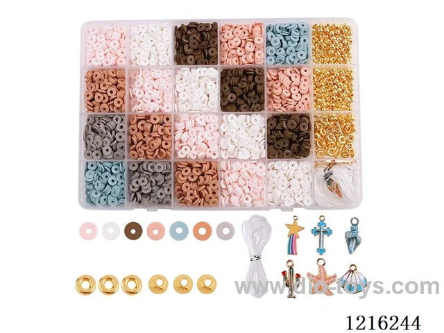 DIY Jewelry Set (Soft Ceramic + Pendant + Spacer Beads + 4mm Gold Beads + Wire (24 compartments))