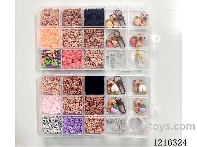 DIY Jewelry Set (Alphabet beads + soft ceramic pieces + keychain + pendant + loop lobster clasp + wire (15 compartments)-2 mixes)