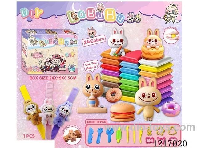 DIY LABUBU 24 colors light clay with tools and hand clapping circle