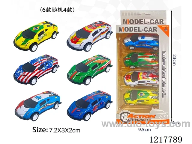 4PCS Pull Back Tin Car