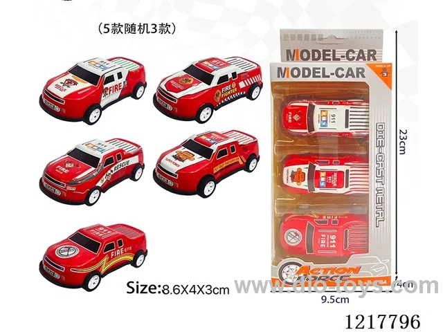 3PCS Pull Back Tin Car