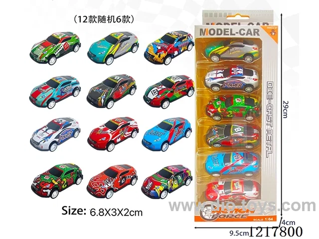 6PCS Pull Back Tin Car