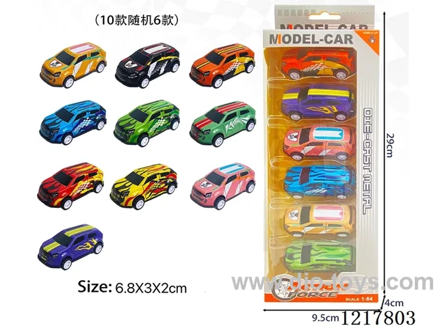 6PCS Pull Back Tin Car