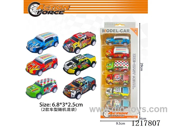 6PCS Pull Back Tin Car