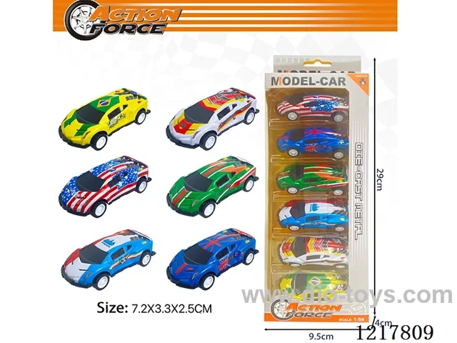 6PCS Pull Back Tin Car