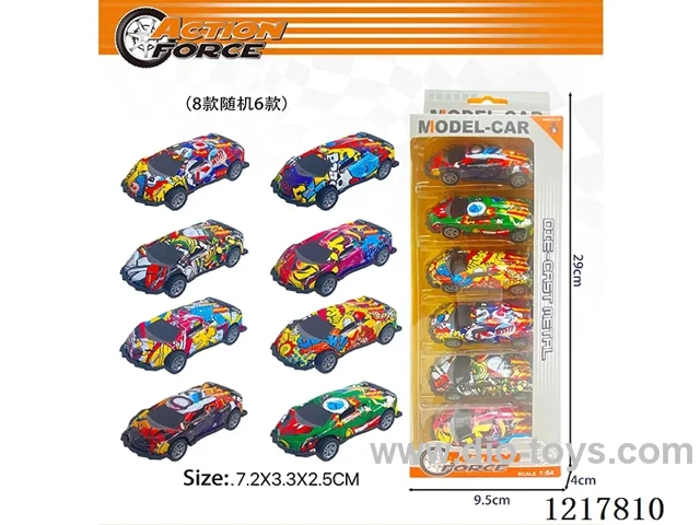 6PCS Pull Back Tin Car