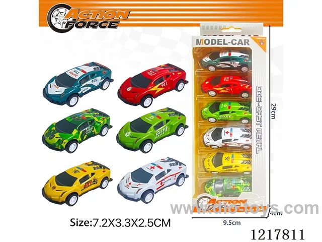 6PCS Pull Back Tin Car