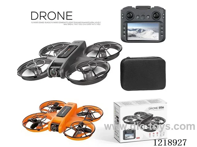 Upgraded 4.5 inch large screen control 2.4G 6ch brushless motor drone included battery - dark gray/orange color