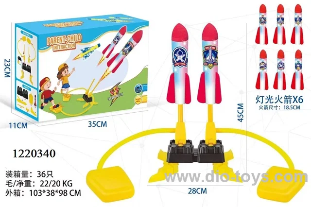 Dual Stomp Rocket Launcher Foam Rockets With 6 Foam Rockets in color box