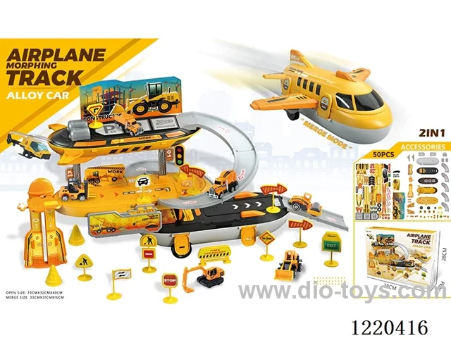 Aircraft Storage Alloy Engineering Parking Lot (50PCS-alloy car*1+road sign)