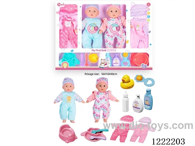 2PCS 14 inch Cotton Body Doll set with 12 IC（included 3*AG13）