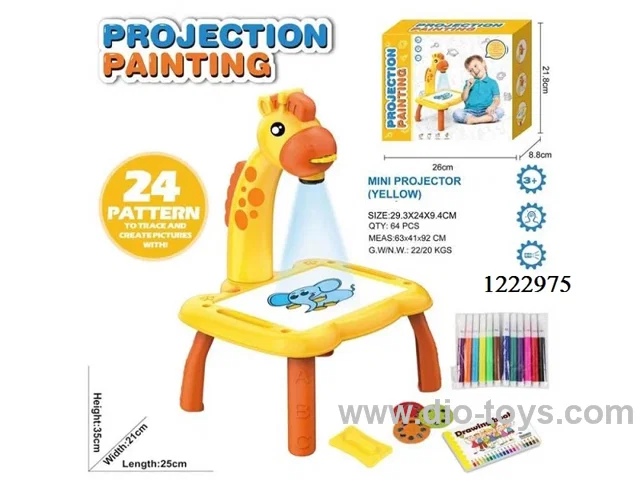 Giraffe-shaped children's art drawing and sketching projector table in color box