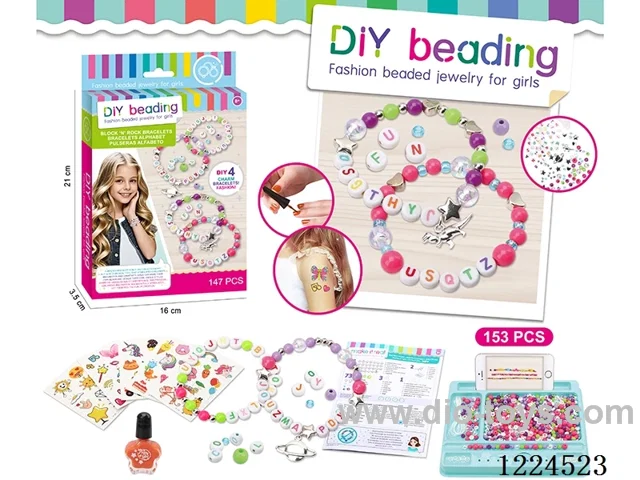 DIY Beads / Alphabet Bracelet / Nail Polish Tattoo Stickers