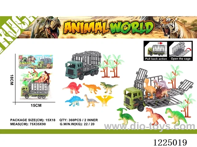 Dinosaur Pull Back Cage Car + 2 Trees/6PCS Dinosaurs
