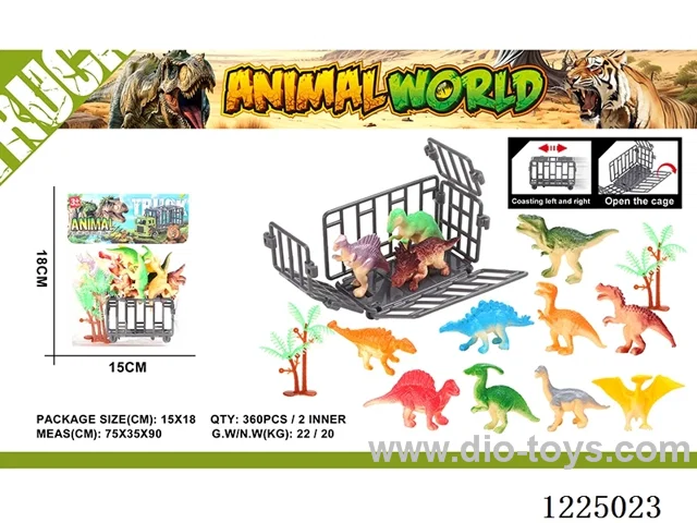 Cage + 12 Dinosaurs/2 Trees