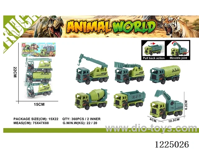 3PCS Dinosaur Pull Back Cage Car 2 Mixed Pack