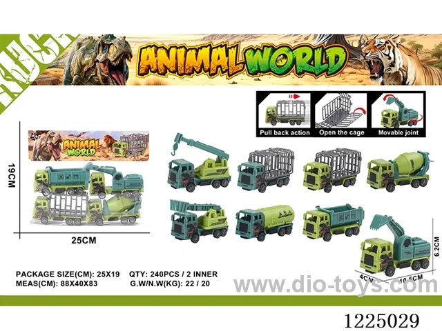 4PCS Dinosaur Pull Back Cage Car 2 Mixed Pack