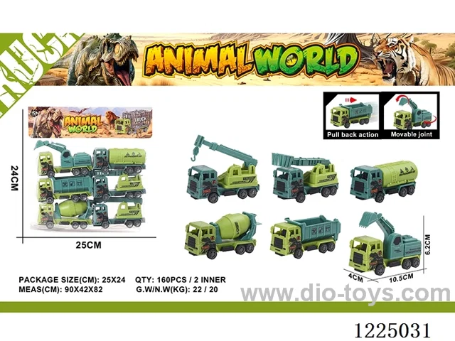 6PCS Dinosaur Pull Back Cage Car