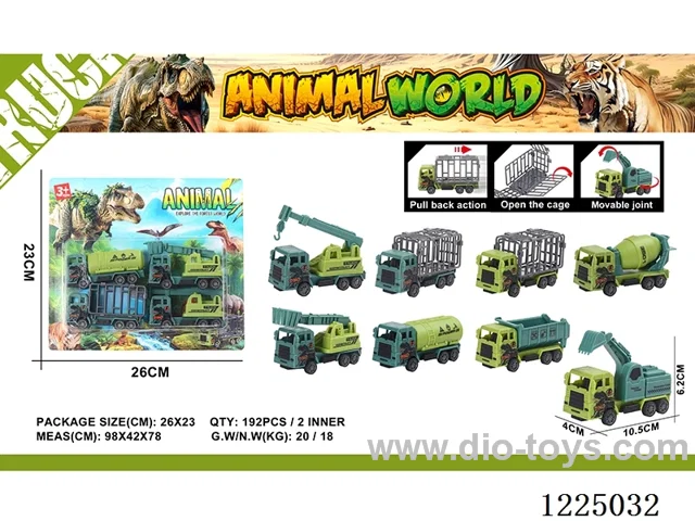 4PCS Dinosaur Pull Back Cage Car 2 Mixed Pack