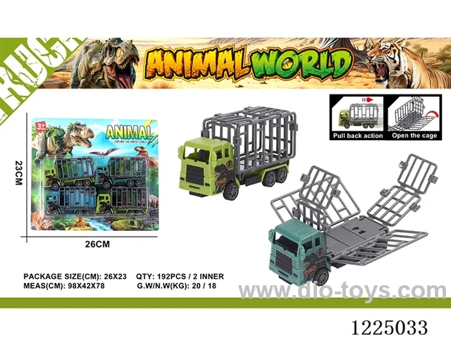 4PCS Dinosaur Pull Back Cage Car