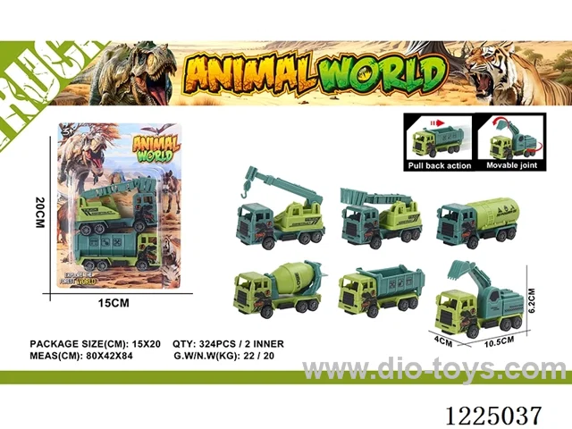 2PCS Dinosaur Pull Back Car 3 Models Mixed