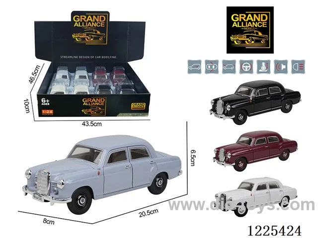1:24 pull back car 8PCS W L/M included 3*AG13
