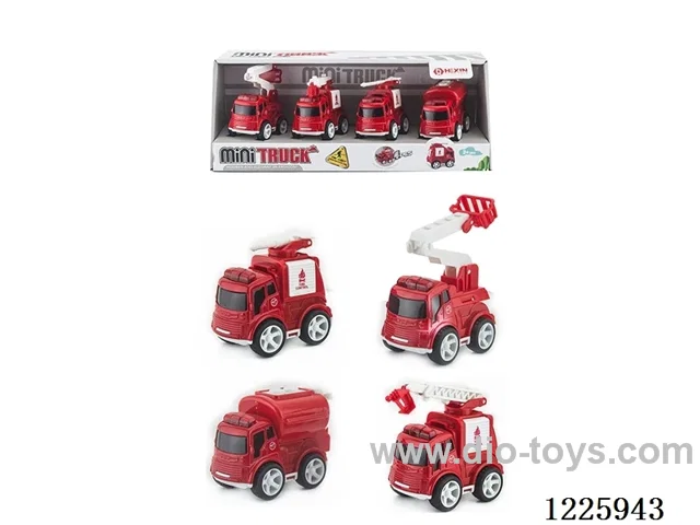 Alloy Inertia Fire Truck(4PCS)