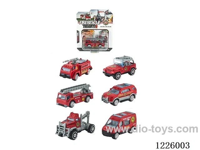 Alloy Skidding Fire Truck (6 mixed)