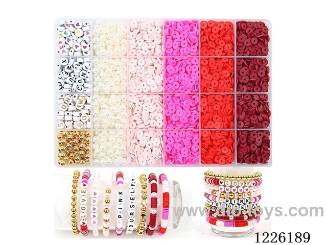 DIY Jewelry Set (Soft ceramic piece + alphabet beads + 6mm gold beads/pearls + thread (24 compartments))