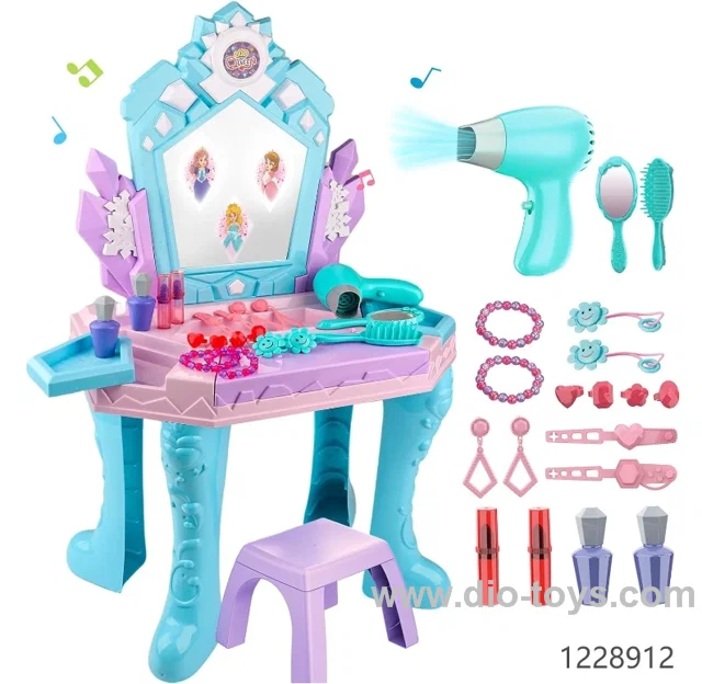 Kids Makeup Vanity Table Chair Set Beauty Fashion Toys