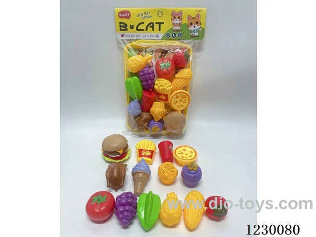 Hamburger fries and drink fruit set
