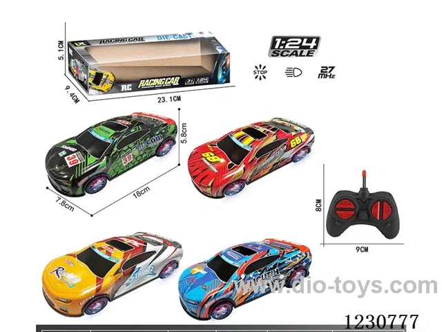 27MHZ 1:24 4ch Rally Alloy RC Car with Lights, Battery Not Included