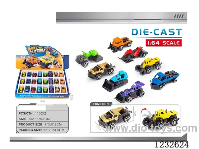 1:64 Alloy Free Wheel Car Car(24 PCS)