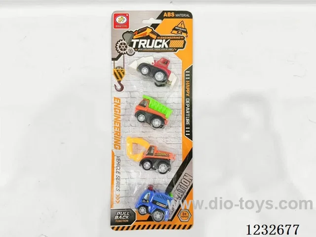 4 Types of Simulated Pull-Back Construction Vehicles (All Environmentally Friendly ABS Material, All Joints Movable) 4 PCS (Random Colors)
